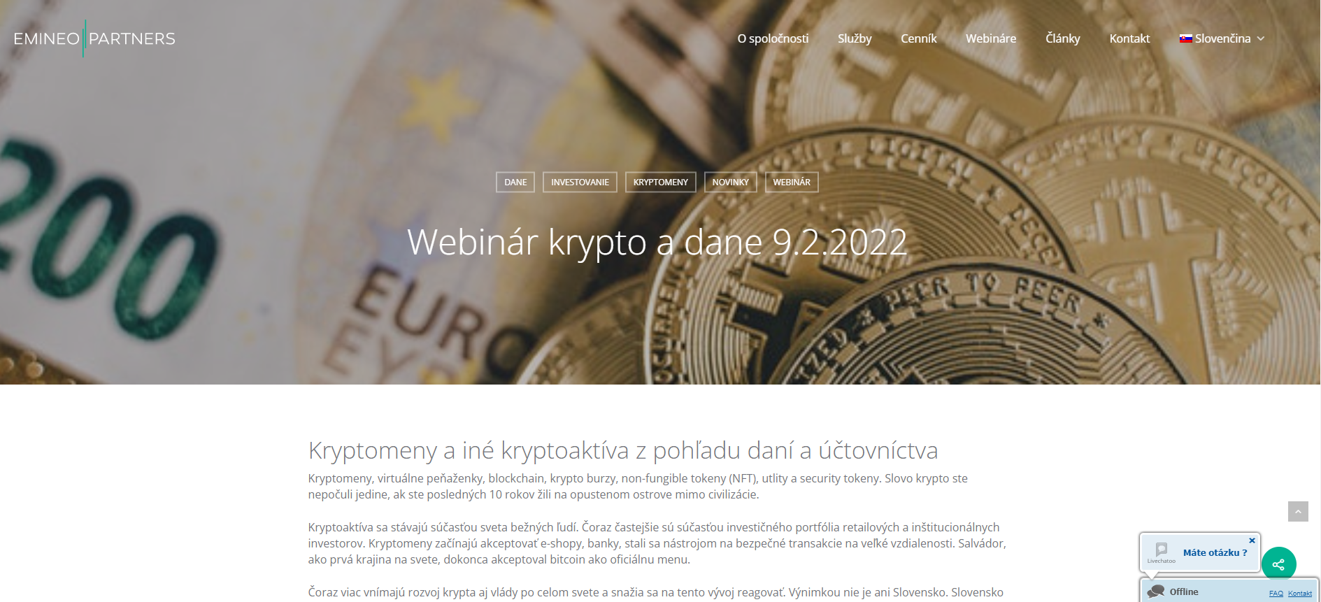 Webinár Krypto a dane